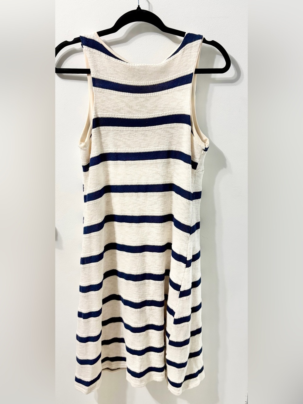 Gilli Cream Knit Tank Dress with Navy Logo Detail - Picture 3 of 4